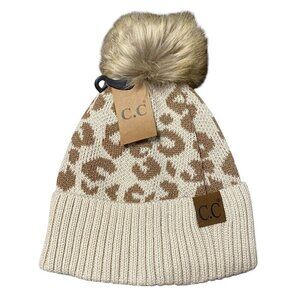 CC Exclusives Knit Pom Hat Beige Print